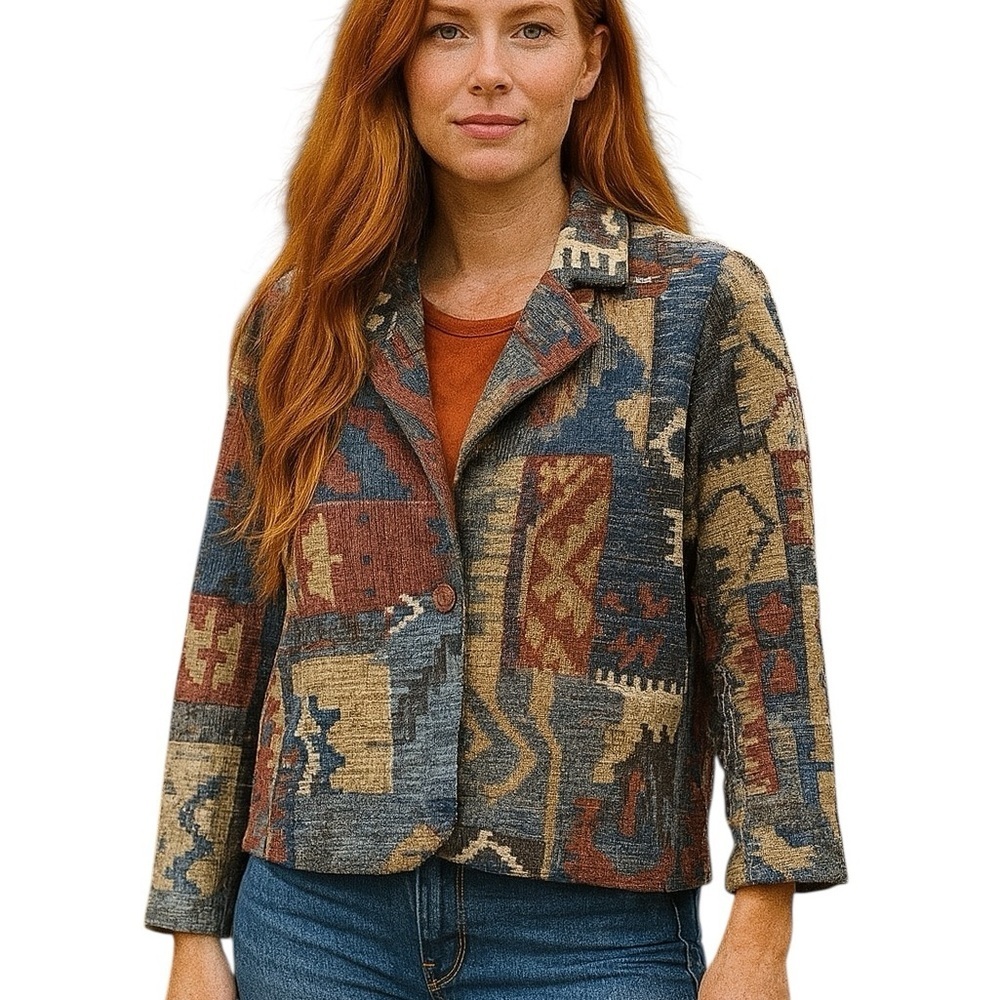 Willow Ridge 6 Petite Southwestern Blazer Jacket Cotton Vintage 90s